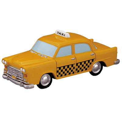 Taxi giallo in plastica, accessori per Villaggio di Natale da 4.2 x 4.1 x 10.3 cm