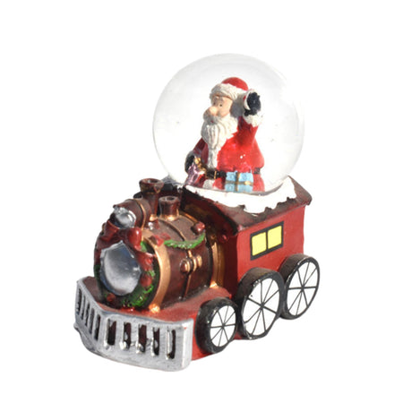 Palle di neve con Trenino rosso, decorazione e giocattolo di Natale, 7,5 x 5 x h 8 cm , set da 3 pezzi