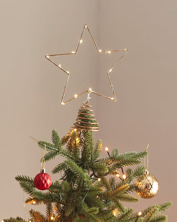 Puntale a forma di Stella, con 60 luci MicroLED per Albero di Natale, 25 cm