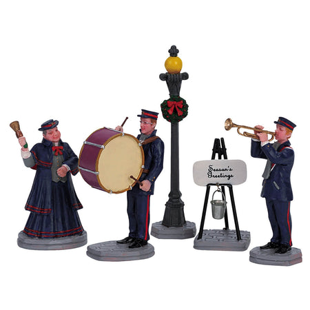 Decorazione "Set di band di Natale di 5" per Villaggio di Natale e presepe, in Resina da h 4 cm