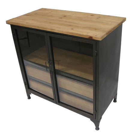 Mobile in metallo e legno con 4 cassetti e 2 ante, per interno, 84 x 44 x 82,5 cm