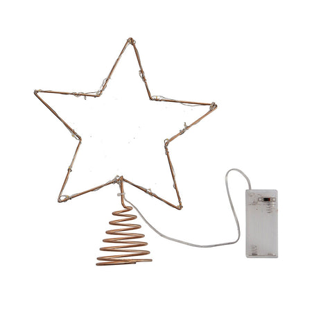 Puntale a forma di Stella, con 60 luci MicroLED per Albero di Natale, 25 cm