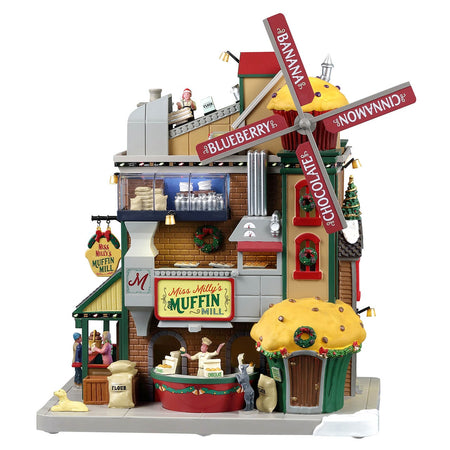 Decorazione "Miss Milly's Muffin Mill" per Villaggio di Natale e presepe, in Plastica da h 19,1 cm