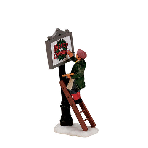 Decorazione Pittore di segnali per Villaggio di Natale e presepe, in Resina da h 4,2 cm