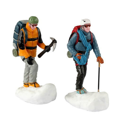 Decorazione Alpinisti set di 2 per Villaggio di Natale e presepe, in Resina da h 4,5 cm