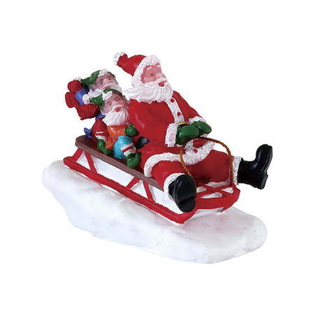 Decorazione "Slittamento con Babbo Natale" per Villaggio di Natale e presepe, in Resina da h 7,8 cm