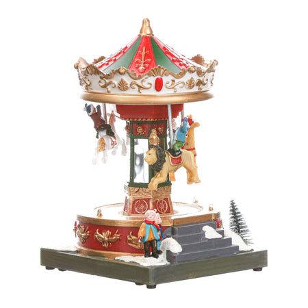 Carillon natalizio per villaggio di Babbo Natale con luci e suoni h 18.5 cm
