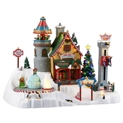 Decorazione Polo North Fiera divertente per Villaggio di Natale e presepe, in Resina da h 24,3 cm