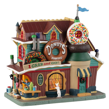 Decorazione "Danny's Donuts & Coffee" per Villaggio di Natale e presepe, in Porcellana da h 11,5 cm