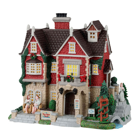 Decorazione "Riposa e rinnovati ritiro" per Villaggio di Natale e presepe, in Porcellana da h 13,5 cm