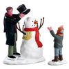 Decorazione Set di pupazzo di neve vestito in acuto di 2 per Villaggio di Natale e presepe, in Resina da h 3,8 cm