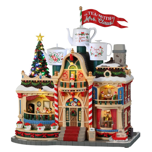 Decorazione Tè con la signora Claus per Villaggio di Natale e presepe, in Resina da h 18,4 cm