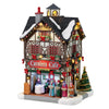 Decorazione Carolers Cafe per Villaggio di Natale e presepe, in Resina da h 13,5 cm
