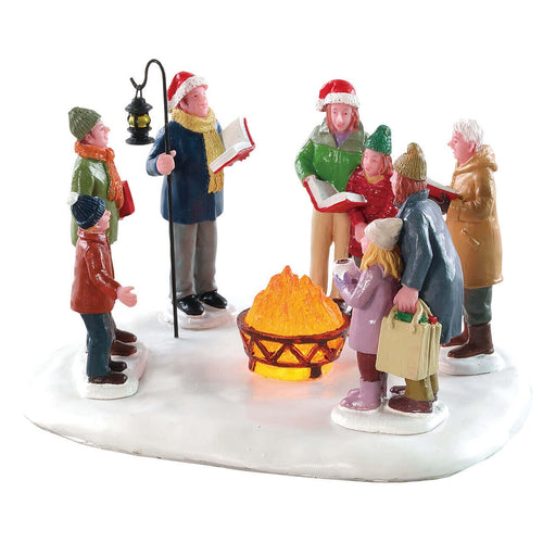 Decorazione Caroling tostato per Villaggio di Natale e presepe, in Resina da h 11,1 cm