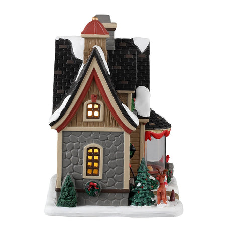 Decorazione "Ecco le vacanze" per Villaggio di Natale e presepe, in Porcellana da h 12 cm