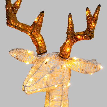 Renna Cream & Brown con zampa alzata, led bianco extra caldo