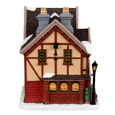 Decorazione "The 3 Crowns Inn" per Villaggio di Natale e presepe, in Porcellana da h 14,5 cm