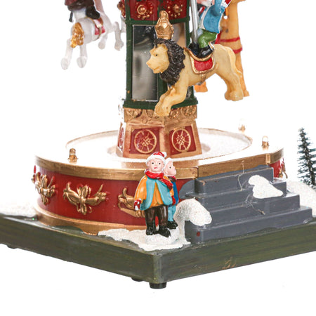 Carillon natalizio per villaggio di Babbo Natale con luci e suoni h 18.5 cm