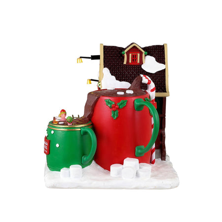 Decorazione "Spa di cioccolata calda" per Villaggio di Natale e presepe, in Resina da h 17 cm
