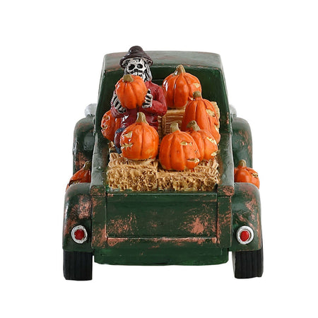 Decorazione "Truck di pickup di zucca" per Villaggio di Natale e presepe, in Resina da h 6 cm