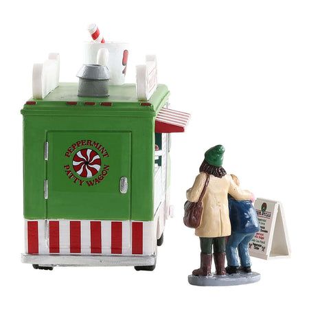Decorazione "Set di camion di cibo di menta piperita di 3" per Villaggio di Natale e presepe, in Resina da h 7,2 cm
