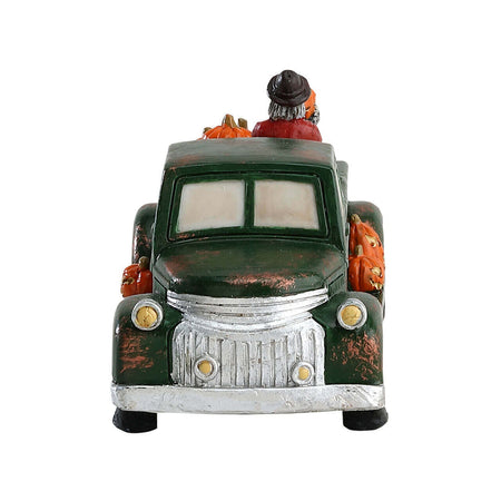 Decorazione "Truck di pickup di zucca" per Villaggio di Natale e presepe, in Resina da h 6 cm