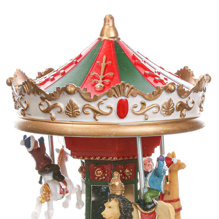 Carillon natalizio per villaggio di Babbo Natale con luci e suoni h 18.5 cm