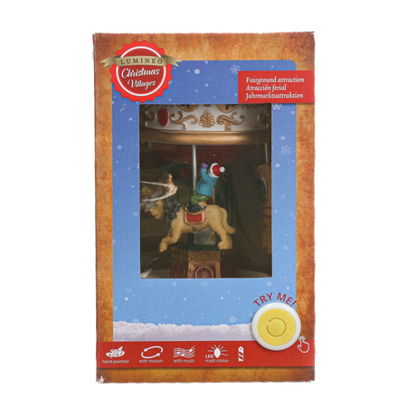 Carillon natalizio per villaggio di Babbo Natale con luci e suoni h 18.5 cm