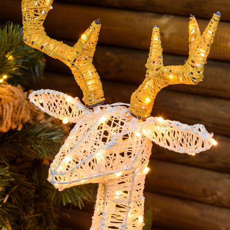 Renna Cream & Brown con zampa alzata, led bianco extra caldo