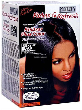 Profectiv Relax & Refresh Plus Color Silky Black 2 Applications Kit Lisciante Capelli Stiraggio per Capelli Con Shampoo, Balsamo E Accessori