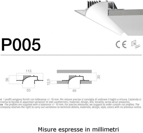 Profilo-alumite-9010-Belfiore-SIRIO-P005B-LED-incasso-striscia-installazione-legno-cartongesso-102CM