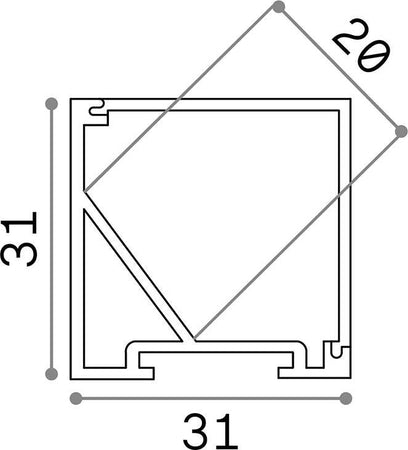 Profilo-Ang-Quadro-Slot-Alluminio-Materie-Plastiche-Bianco-200Cm-D31X31