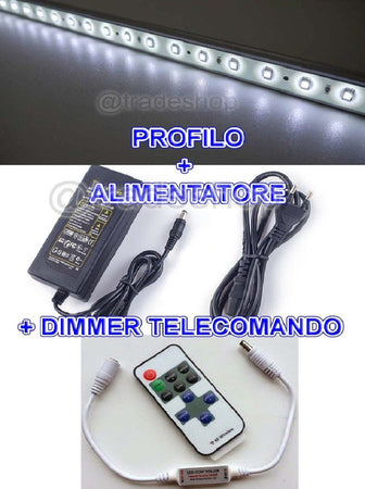 PROFILO BARRA ALLUMINIO IMPERMEABILE 1 METRO A 72 LED + ALIMENTATORE + DIMMER Illuminazione/Strisce LED Trade Shop italia - Napoli, Commerciovirtuoso.it