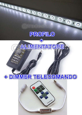 PROFILO BARRA ALLUMINIO IMPERMEABILE 1 METRO A 72 LED + ALIMENTATORE + DIMMER Illuminazione/Strisce LED Trade Shop italia - Napoli, Commerciovirtuoso.it