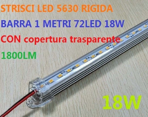 1 METRO 5630 72 LED 18w STRISCIA RIGIDA BARRA LUCE COPERTURA TRASPARENTE OPACA Illuminazione/Strisce LED Trade Shop italia - Napoli, Commerciovirtuoso.it