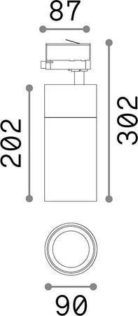 Proiettore-Cilindrico-Quick-Alluminio-Nero-Led-28W-3000K-Luce-Calda-On-Off-Cri80
