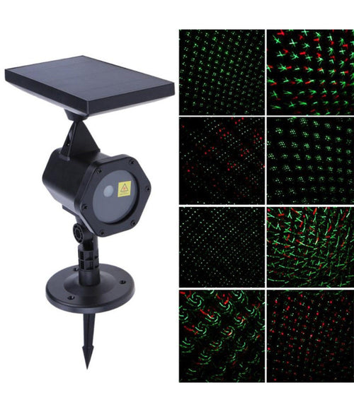 Proiettore Laser Con Pannello Solare Natalizio Fascio Luce Verde Rosso