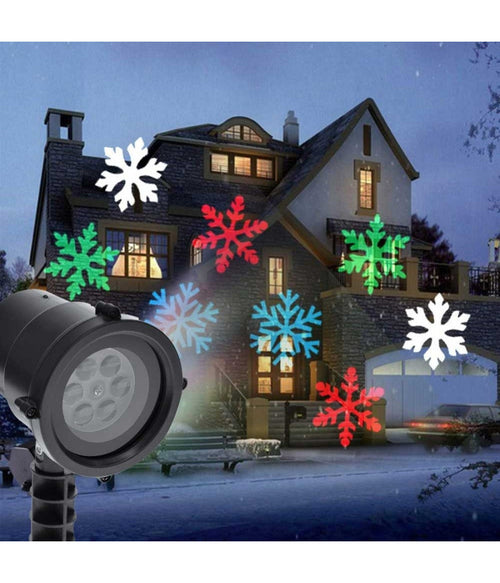 Proiettore Laser Led Rgb Natale Esterno Giochi Luce Fiocchi Di Neve Multicolore