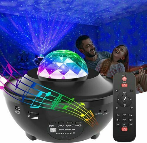 PROIETTORE-ROTANTE-STELLE-LUCE-LED-NOTTURNA-LAMPADA-EFFETTO-STELLATO-Bluetooth