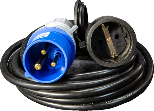 PROLUNGA ADATTATORE 5 METRI CON SPINA CEE E PRESA STANDARD TEDESCO - CAVO 3G1.5 - IP44