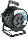 Prolunga-Elettrica-Cavo-25-Mt-Avvolgicavo-4-Prese-Schuko-Polivalenti-Spina-16a