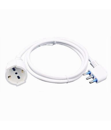 Prolunga Lineare Cavo 5mt 90° Con Spina 16a Presa Universale Schuko Bianca 83288