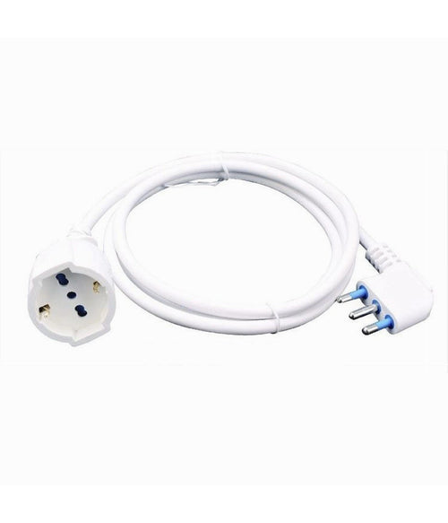 Prolunga Lineare Cavo A 90° 10 Mt Spina 16a Presa Schuko Universale Bianca 83290