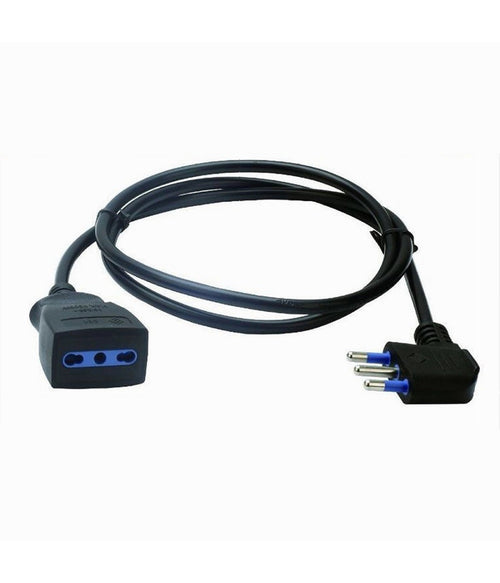 Prolunga Lineare Nera Cavo Da 3 Mt Spina 16a + Presa Bipasso 10/16a 2p+t 83282
