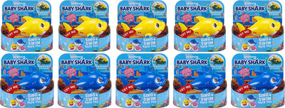 Promo 10 Pezzi Mixed 5 Gialli e 5 Blu Pinkfong Baby Shark Giocattolo da Bagno Canta e Nuota a Batteria per Bambini +18 Mesi - Rivenditore