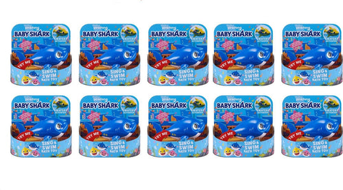 Promo 10 Pezzi Pinkfong Baby Shark Giocattolo da Bagno Canta e Nuota a Batteria Blu per Bambini +18 Mesi, Nuota per Davvero! Rivenditore