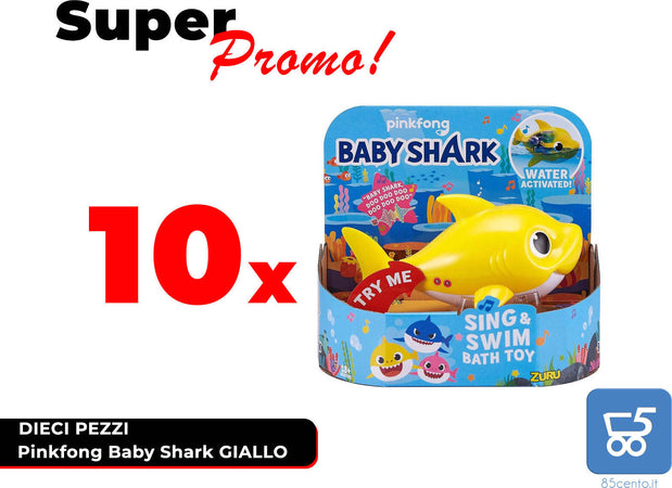 Promo 10 Pezzi Pinkfong Baby Shark Giocattolo da Bagno Canta e Nuota a Batteria Giallo per Bambini +18 Mesi, Nuota per Davvero! Rivenditore