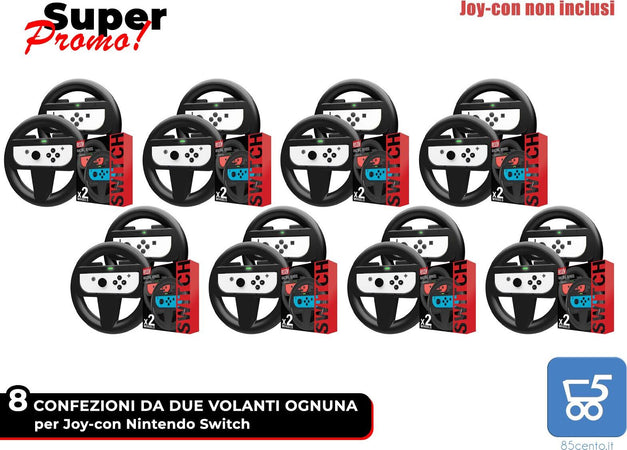 PROMO 8 Confezioni da 2 Volanti Orzly ognuna Nintendo Switch per Telecomandi Joy-con Nintendo Switch colore nero