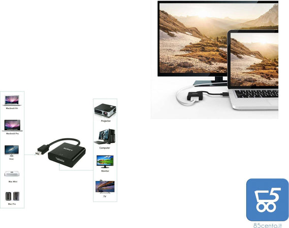 Adattatore audio video da Mini Display Port a Display Porta Standard DP 4K Apple MacBook Mini Surface Pro Laptop