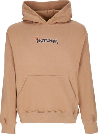 PROPAGANDA-Felpa-Cappuccio-Uomo-Prince-Hoodie-Camel-da-uomo